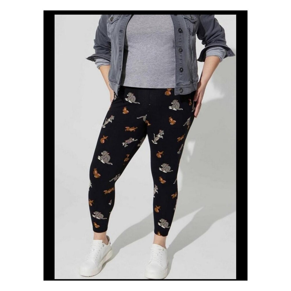 NWT Tom & Jerry Crop Signature Waistband Premium Leggings Torrid Size Large